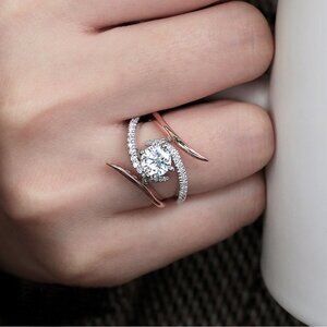 🔥 Fashion Twisted Dainty Shiny Zircon Thin Wedding Rings for WomenEVGG1120